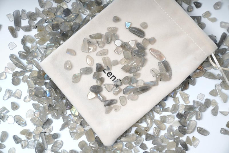 ZenQ 1 lb Gray Moonstone Tumbled Stone Chips Crushed Natural Crystal Quartz Pieces - Image 4